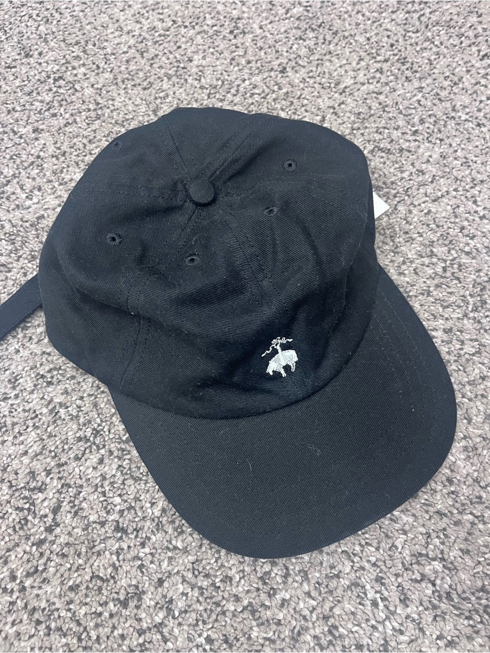 New Brooks Brothers Black Polo Player Baseball Cap with White Logo, L/XL